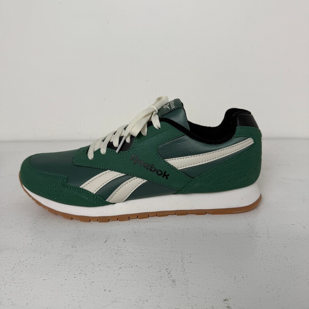 Reebok Mens Classic Nylon Green White Gum Sole Sneakers FFC0119598 Size 10